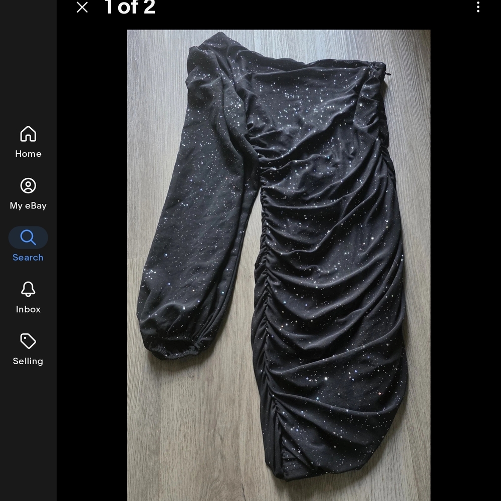 One-Shoulder Black Dress with Glitter-size 2-4